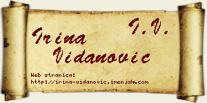 Irina Vidanović vizit kartica